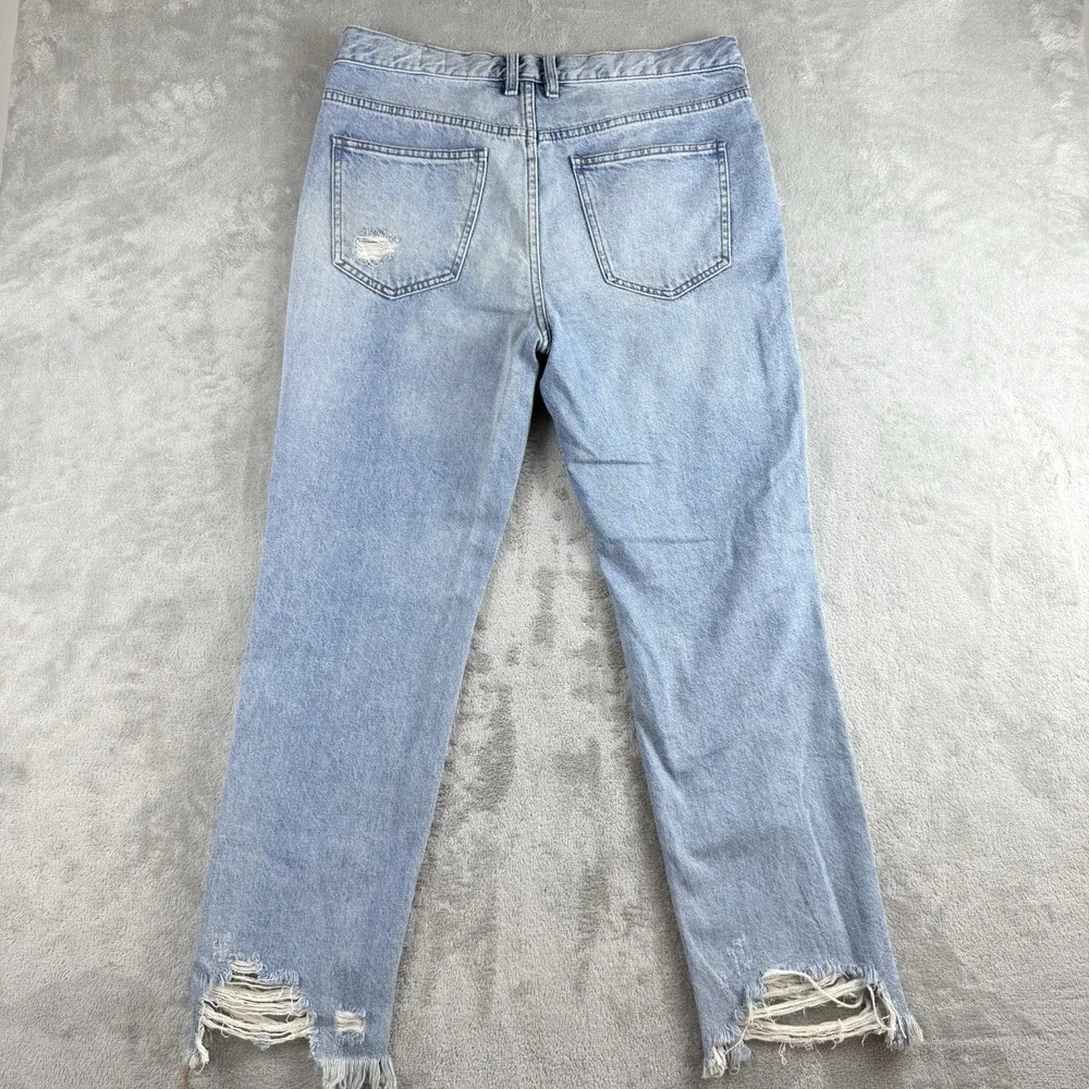 We The Free Light Blue Distressed Straight Leg Jeans